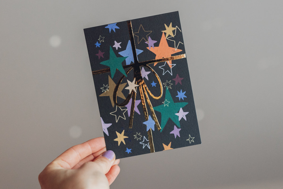 Weihnachtskarte - Geschenk Schleife