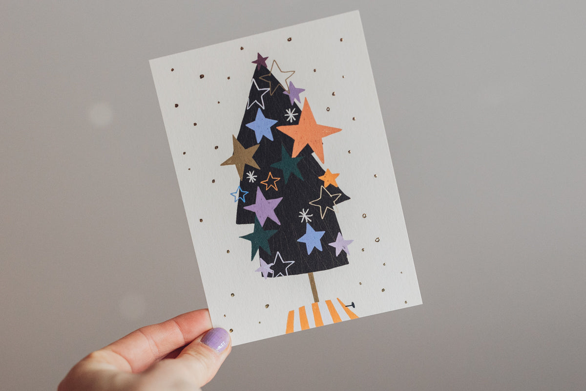 Weihnachtskarte - Tannenbaum Sterne