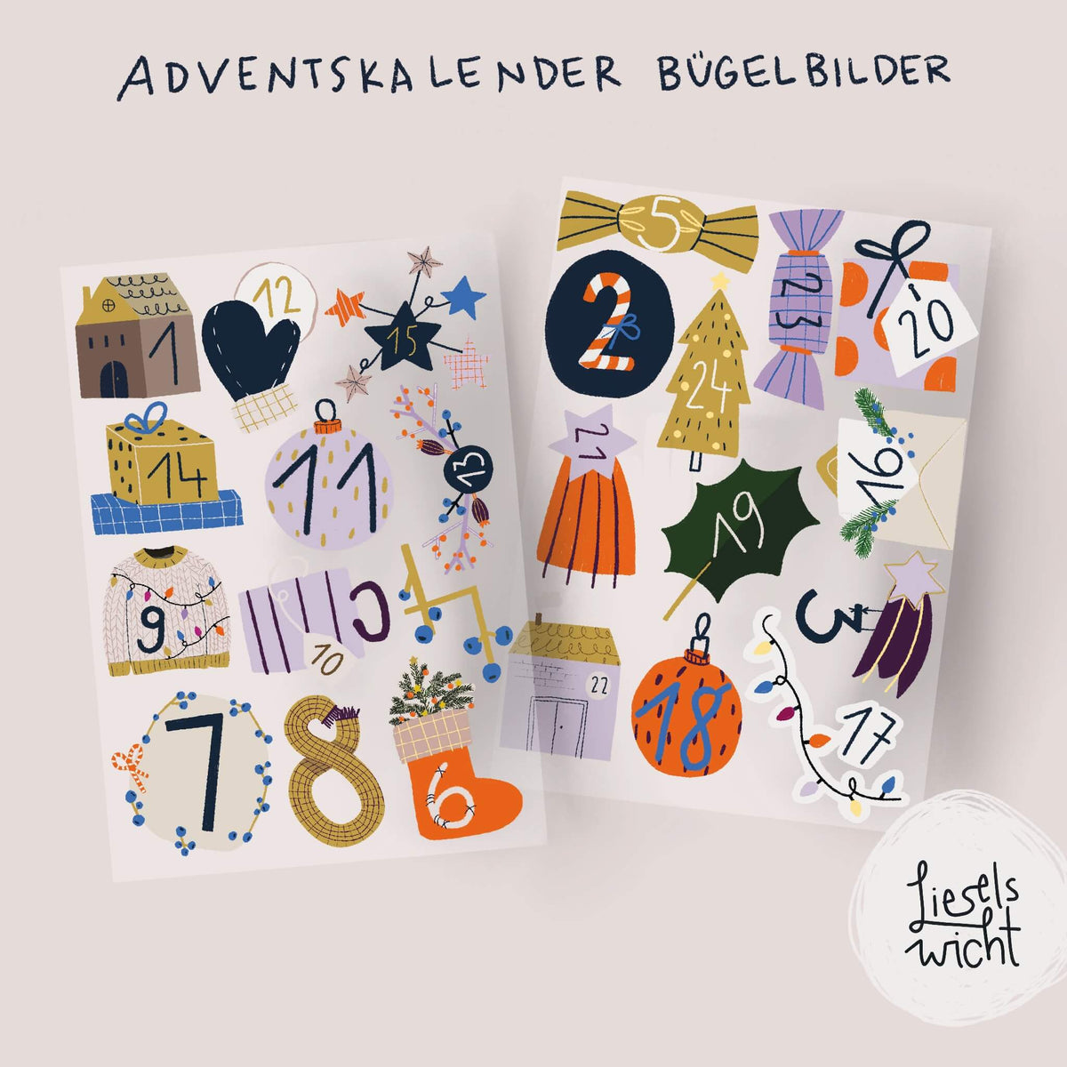Bügelbilderset für den Adventskalender