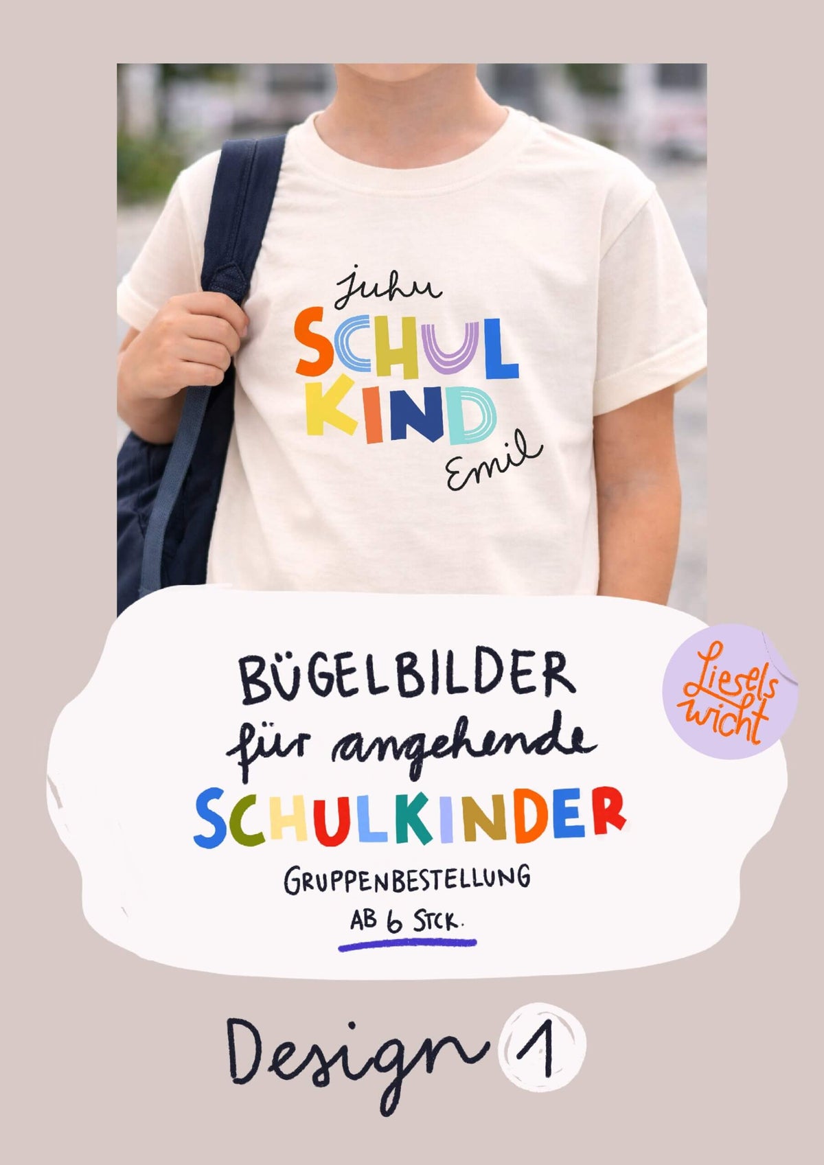 Schulkindbügelbilder Kitaabschluss - individualisierbar - Gruppenbestellung