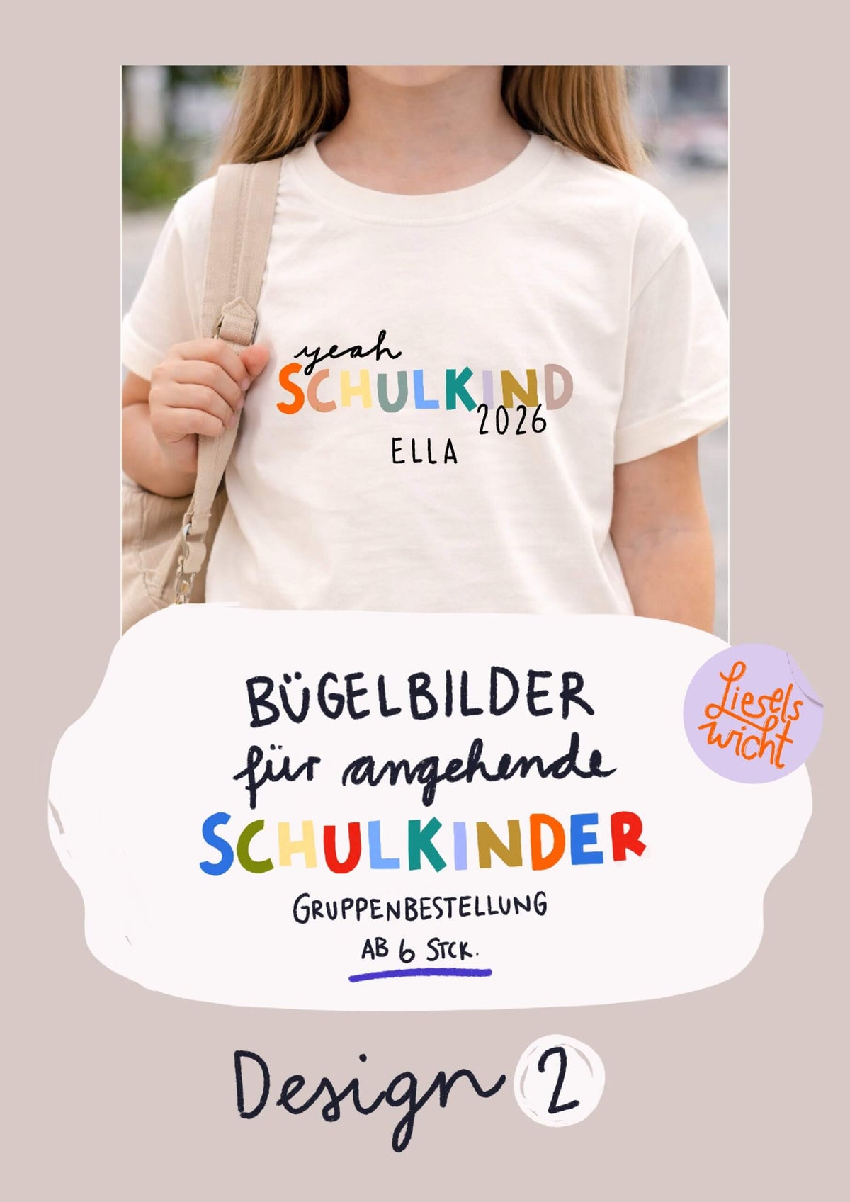 Schulkindbügelbilder Kitaabschluss - individualisierbar - Gruppenbestellung