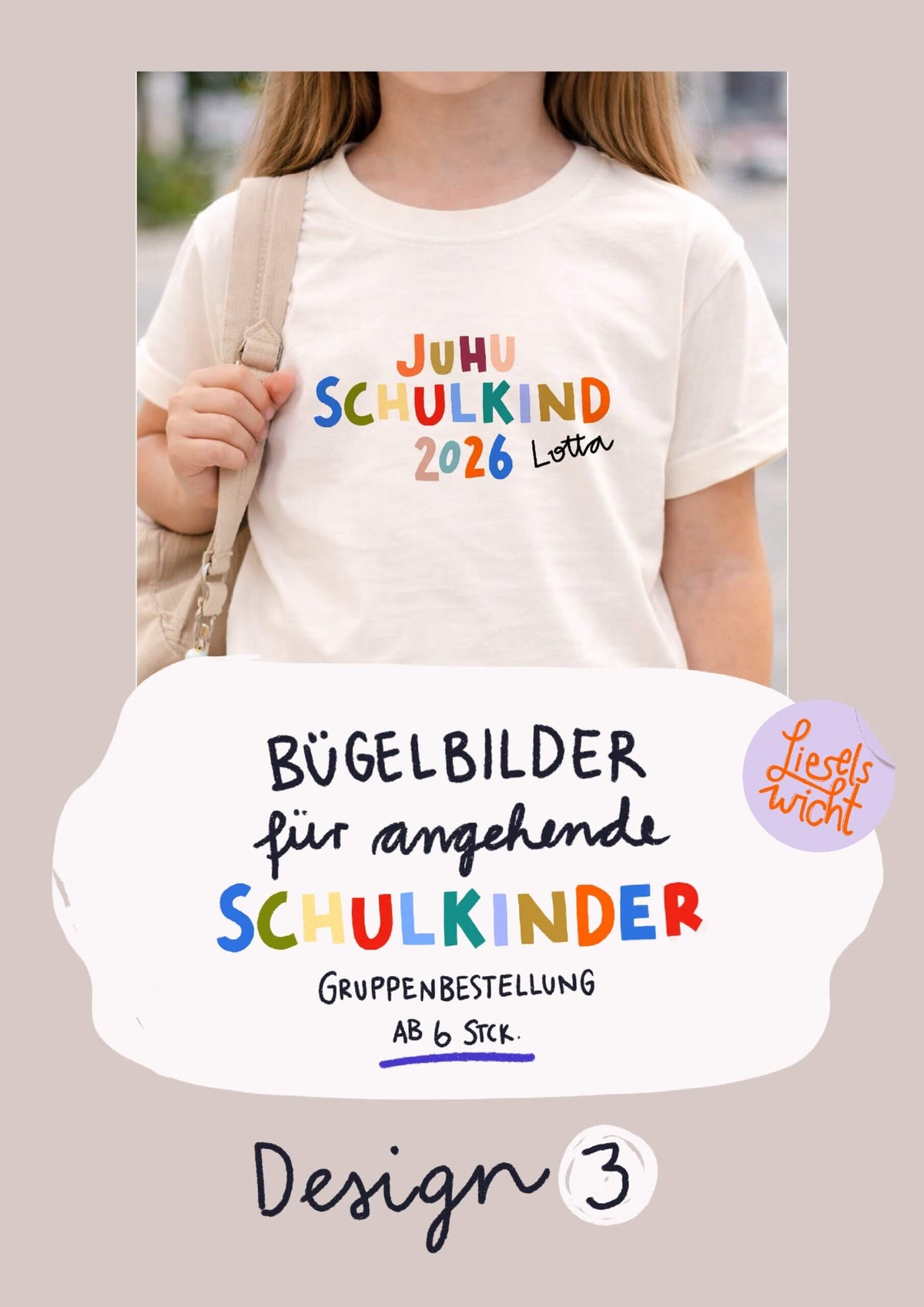 Schulkindbügelbilder Kitaabschluss - individualisierbar - Gruppenbestellung