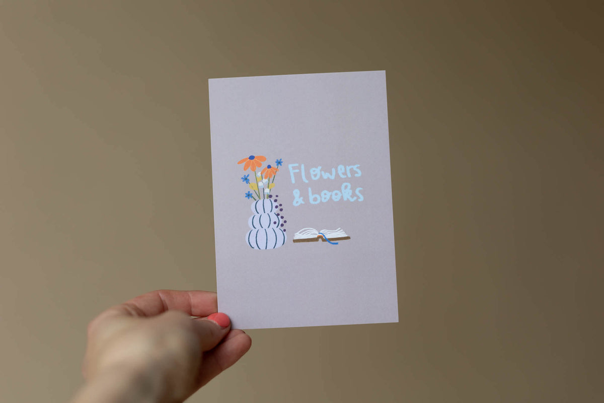 Karte - Flowers & Books