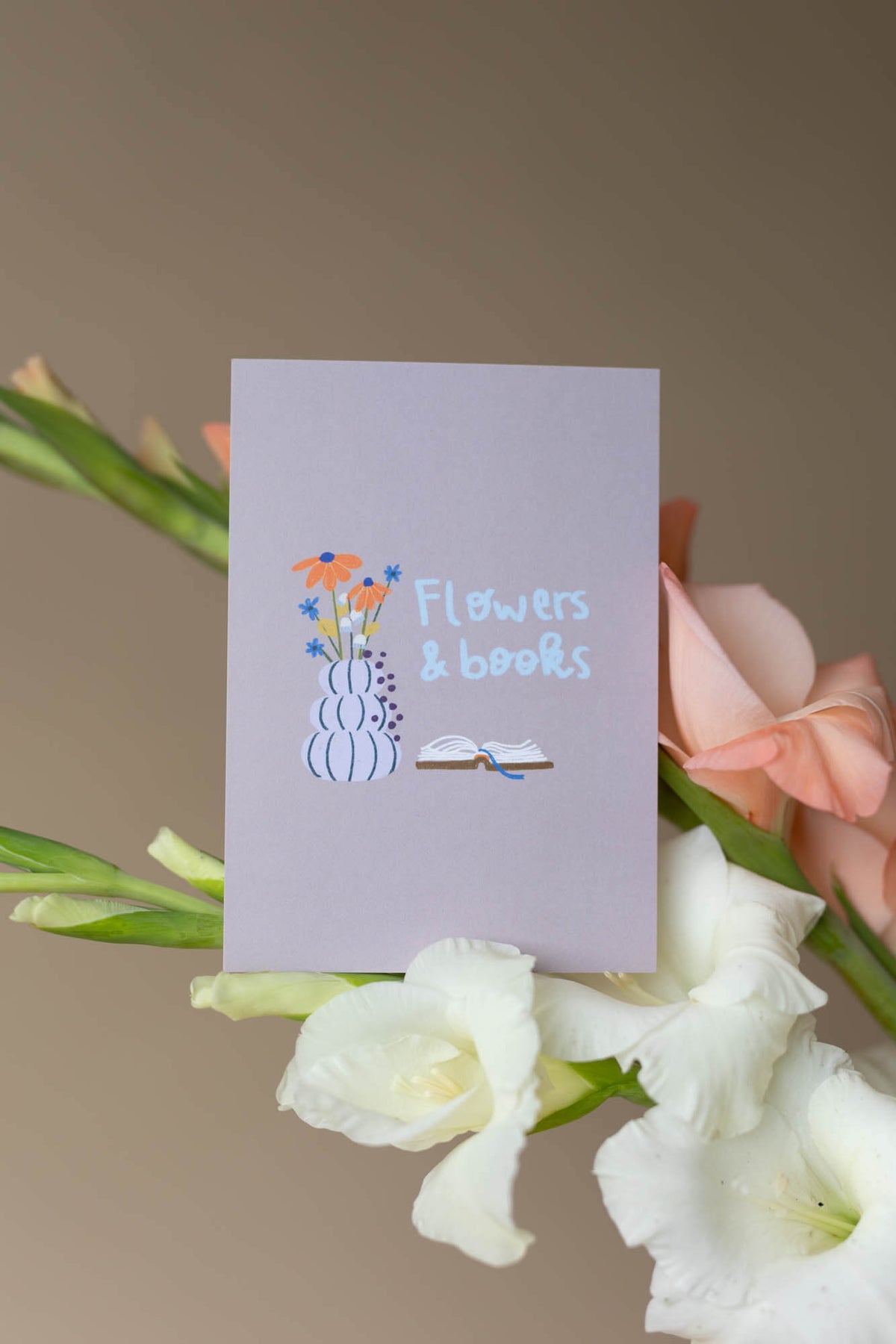 Karte - Flowers & Books