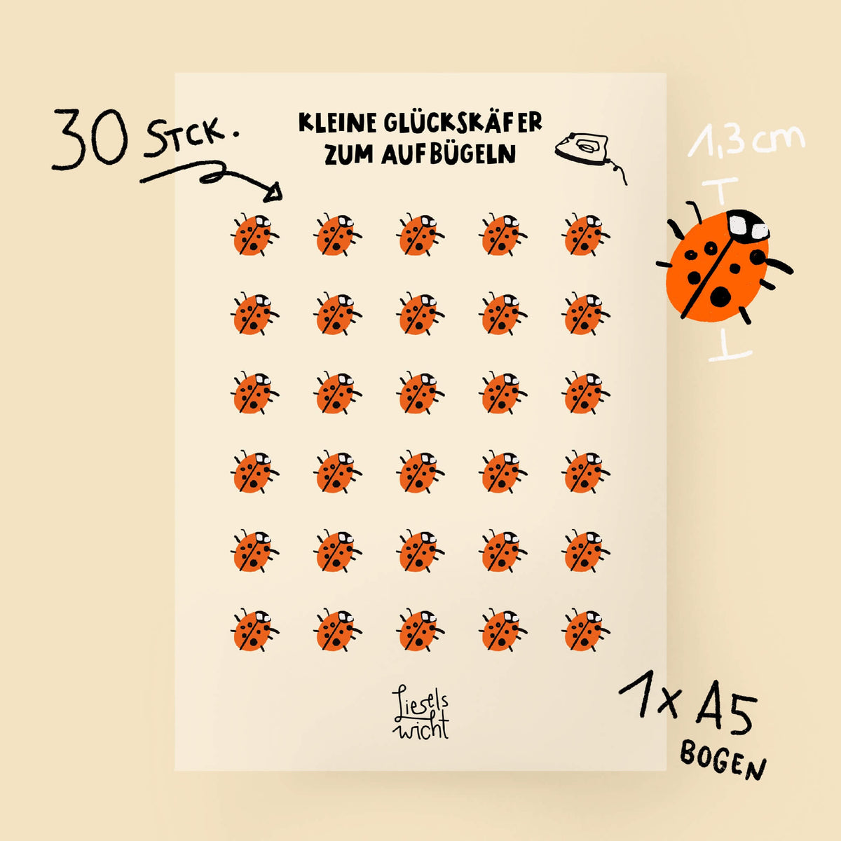 Bügelbilder Marienkäfer - A5 Bogen