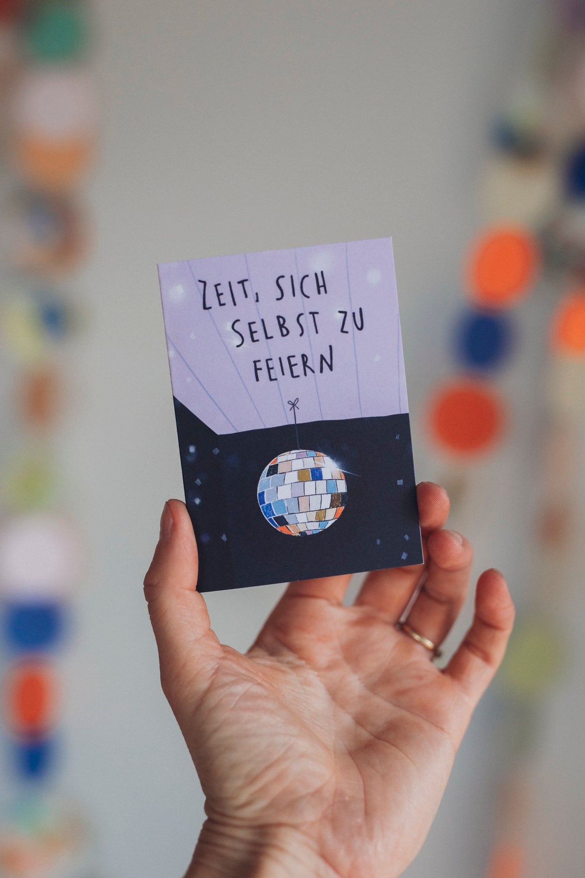 Sich feiern Kraftkärtchen - Din A7 Klappkarte mit Bügelbild