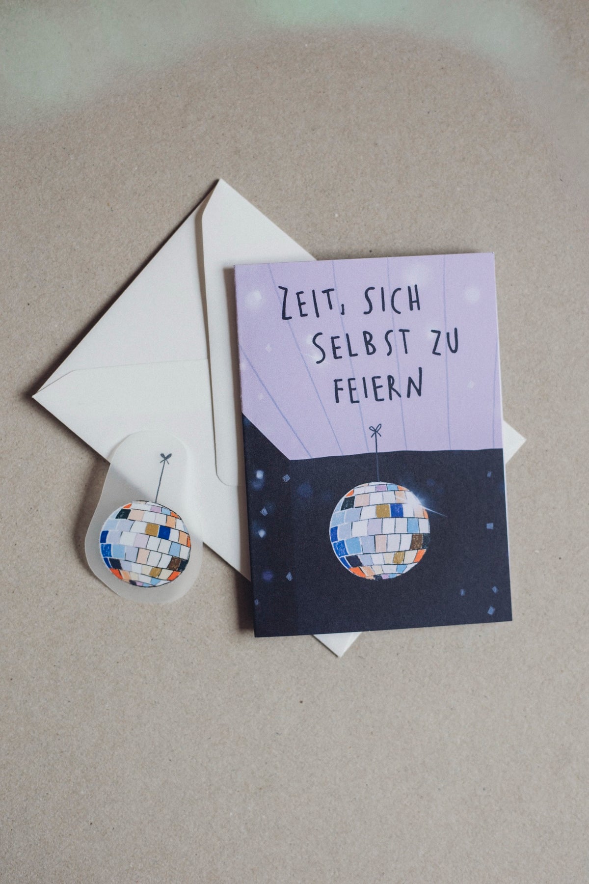Sich feiern Kraftkärtchen - Din A7 Klappkarte mit Bügelbild