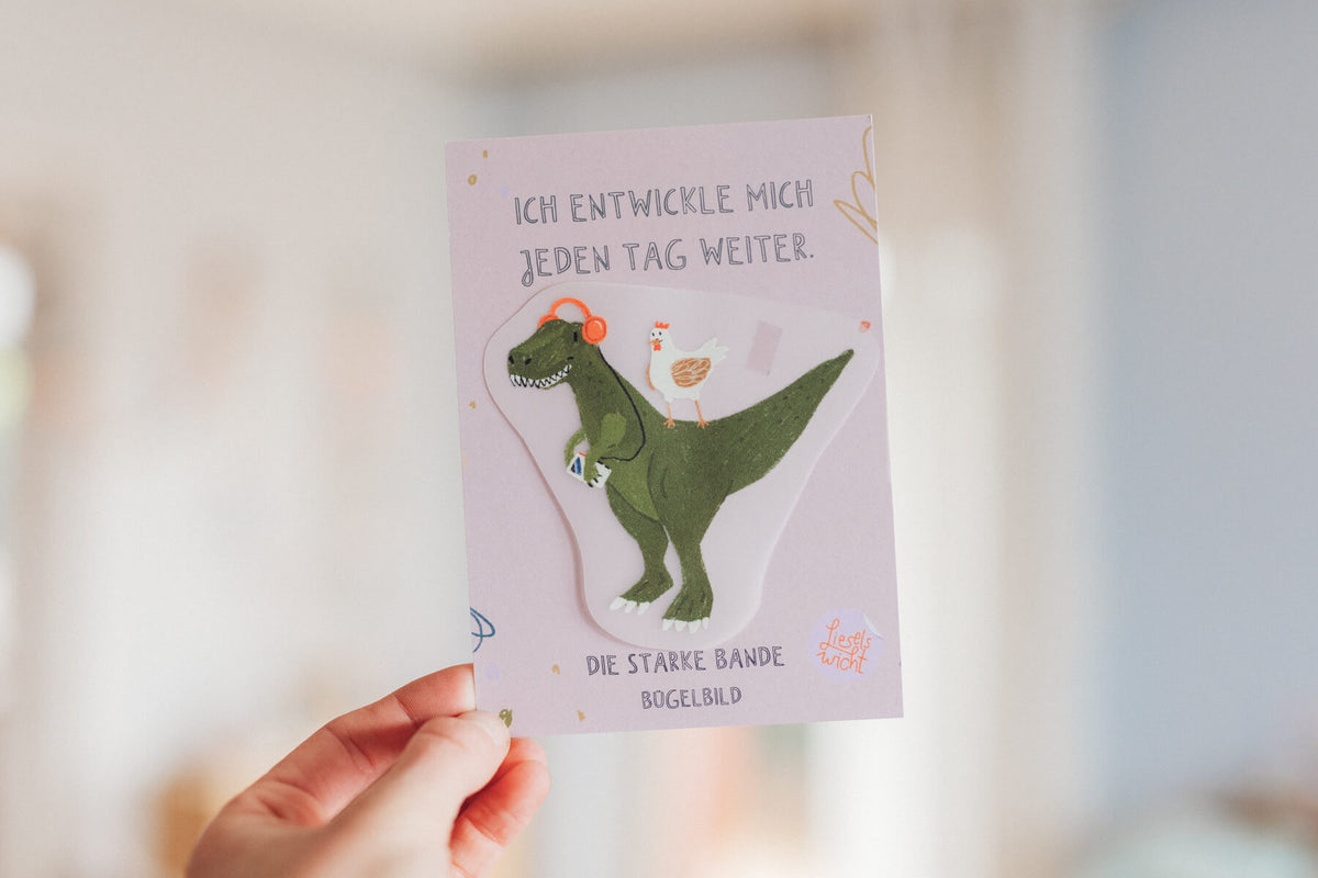 Bügelbild mit Affirmation - T-Rex - die starke Bande