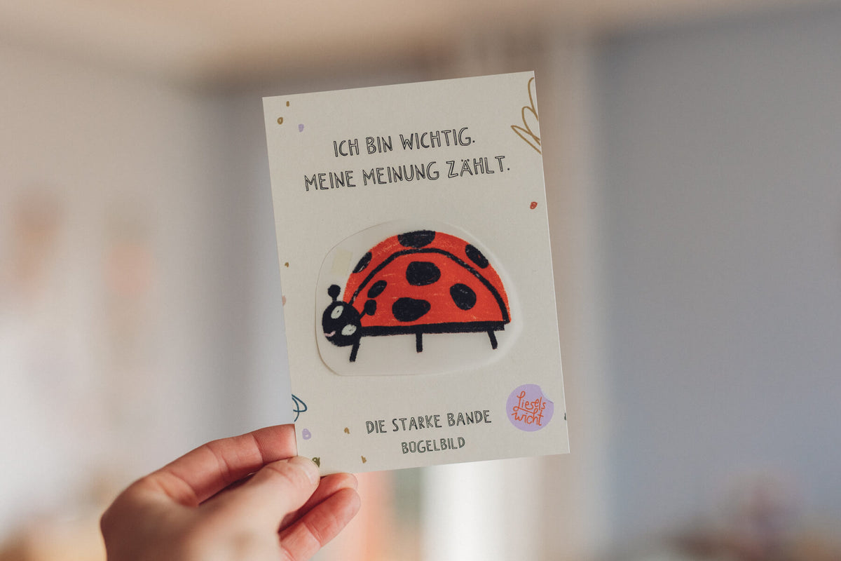 Bügelbild mit Affirmation - Marienkäfer - die starke Bande