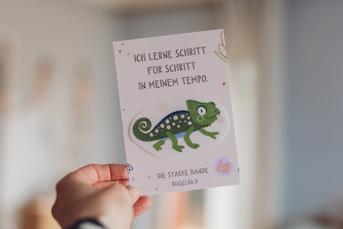 Bügelbild mit Affirmation - Chamäleon - die starke Bande