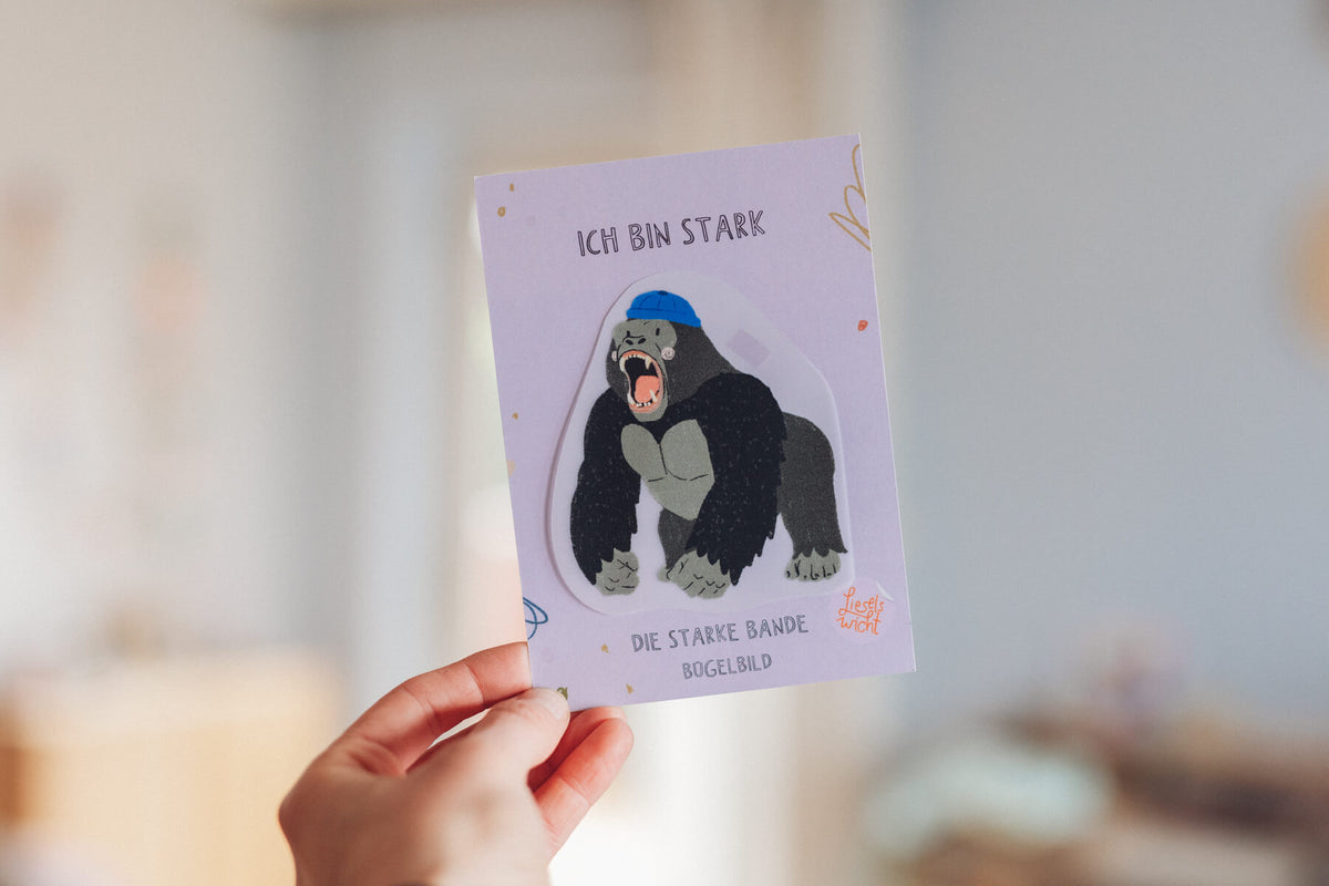 Bügelbild mit Affirmation - Gorilla - die starke Bande