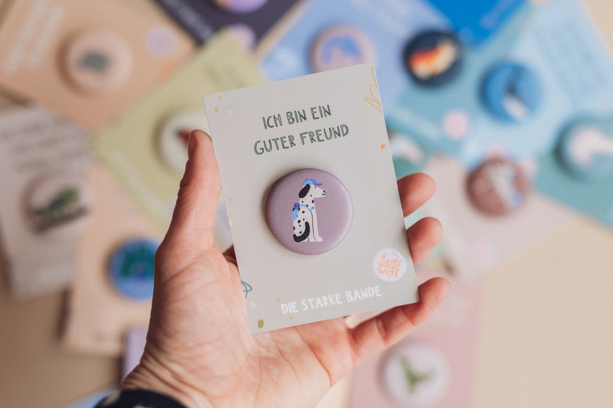Button mit Affirmation - Hund - Ich bin ein guter Freund - die starke Bande