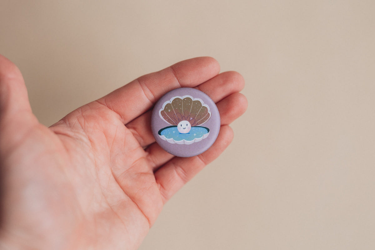 Button mit Affirmation - Muschel - Ich bin wertvoll - die starke Bande