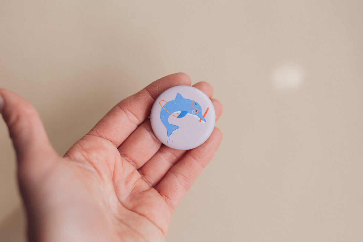 Button mit Affirmation - Delfin - Ich habe viele Talente - die starke Bande