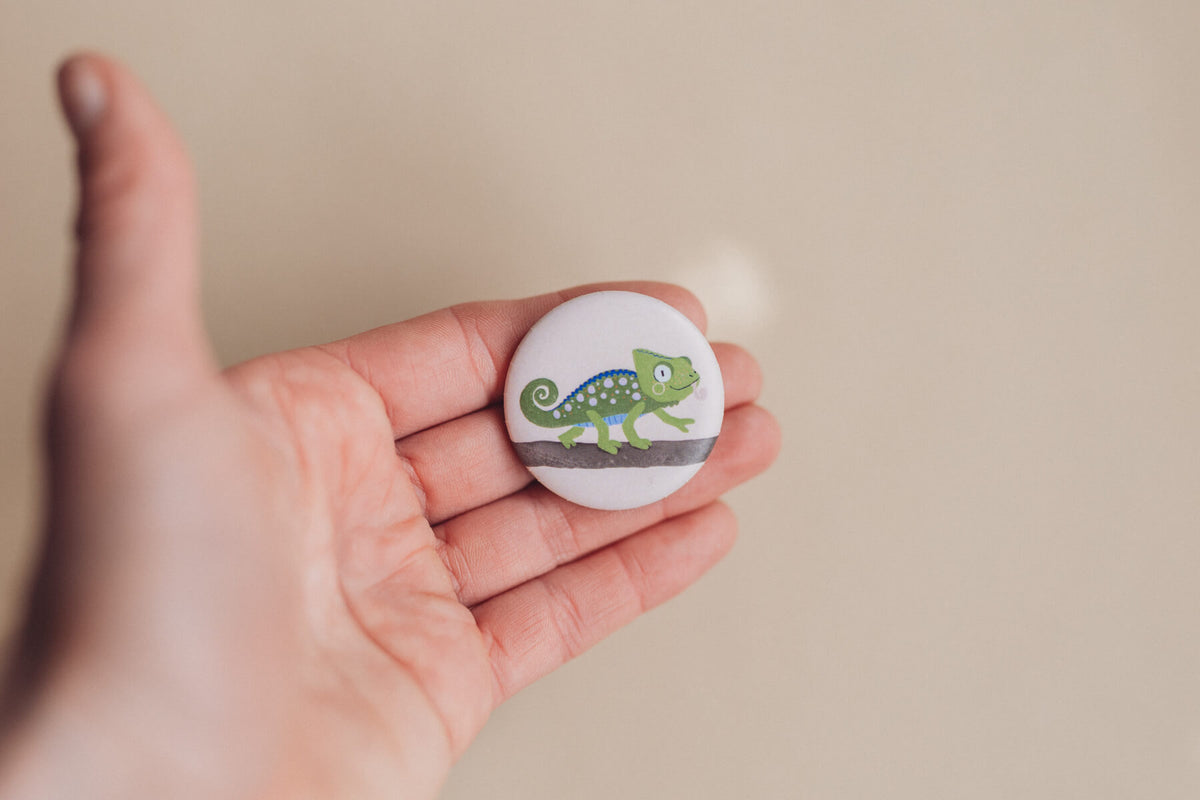 Button mit Affirmation - Chamäleon - Ich lerne Schritt für Schritt - die starke Bande