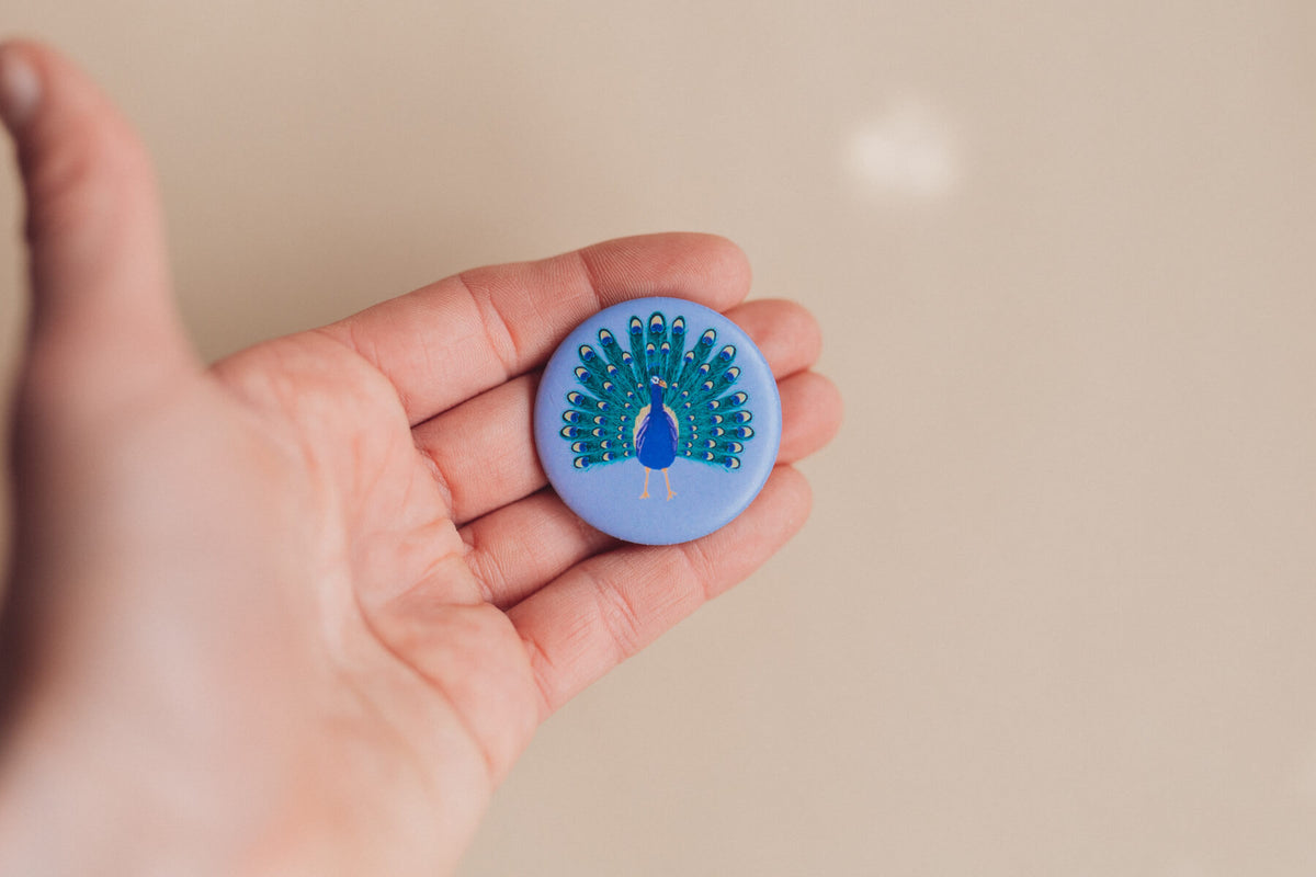 Button mit Affirmation - Pfau - Ich bin stolz auf mich - die starke Bande