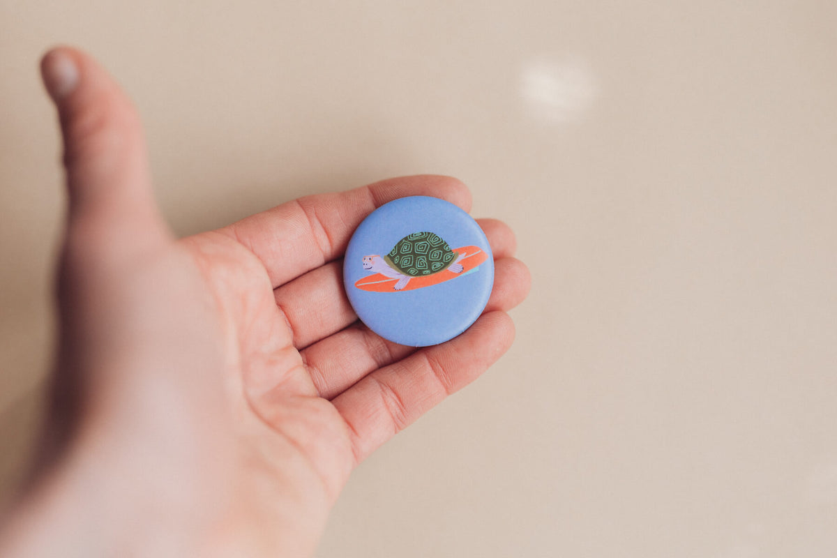 Button mit Affirmation - Schildkröte - Ich traue mir was zu - die starke Bande