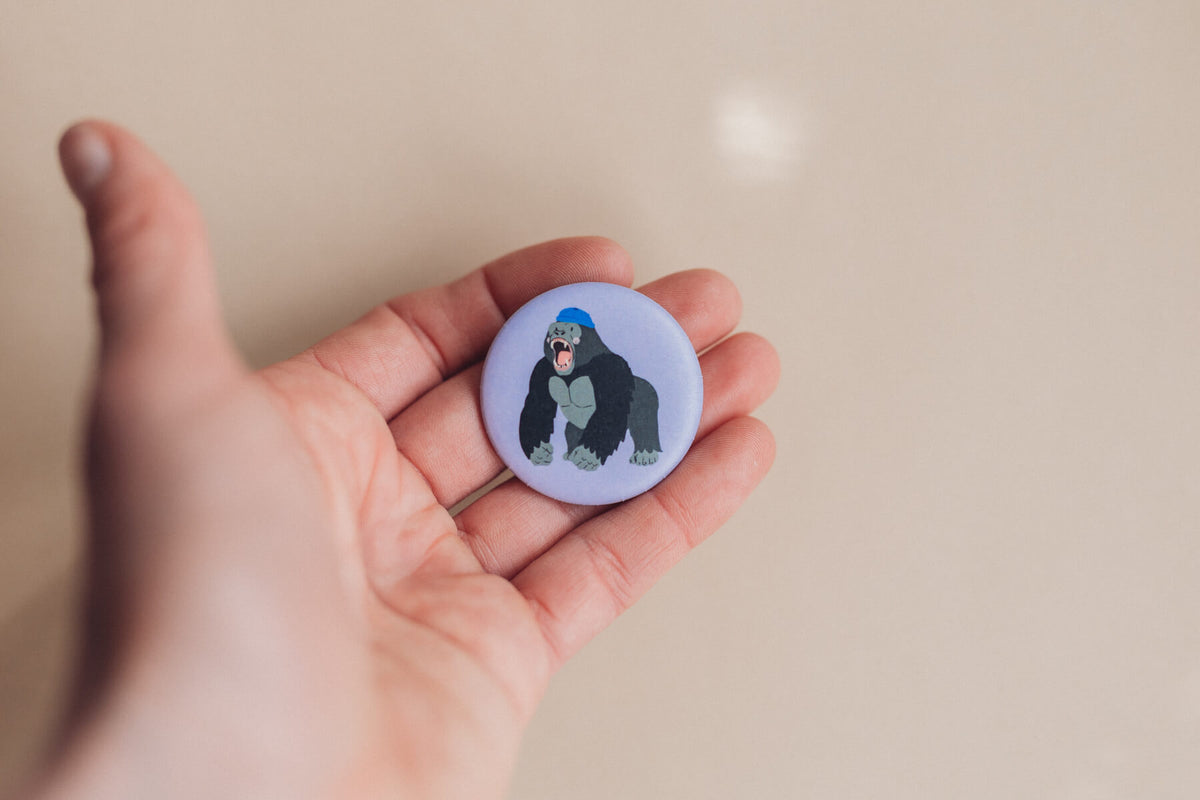 Button mit Affirmation - Gorilla - ich bin stark - die starke Bande