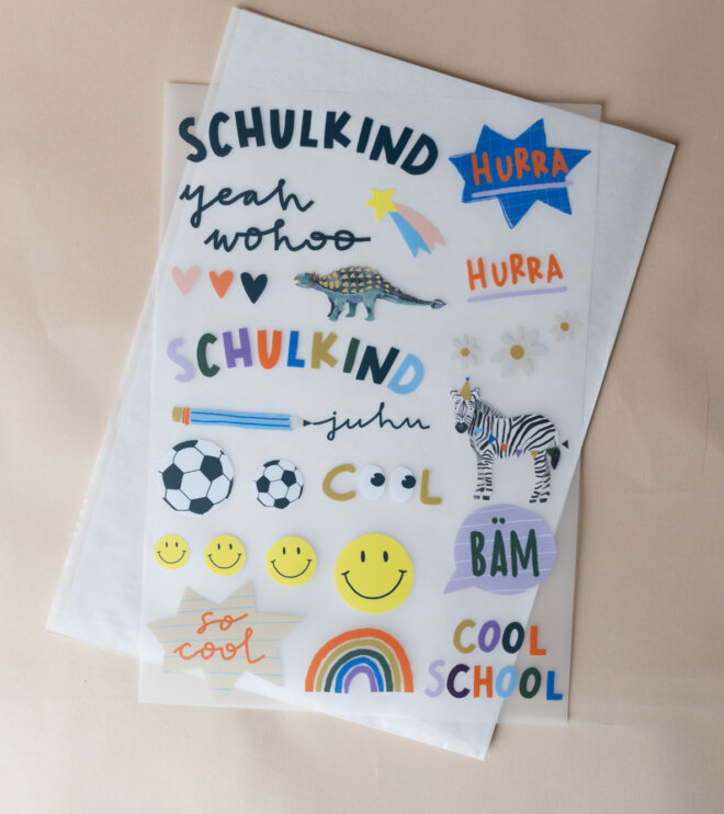 Bügelbilder Schulkind Set Fußball - A4 Bogen