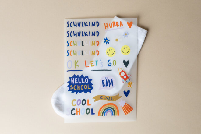Bügelbilder - Schulkindsocken - Bäm