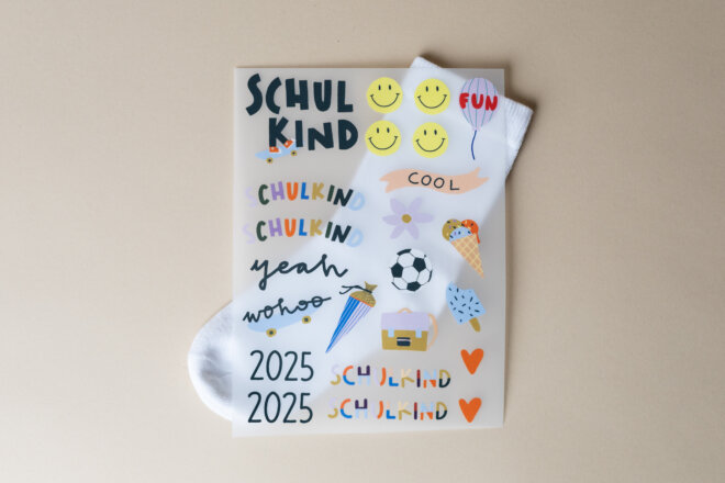 Bügelbilder - Schulkindsocken - Wohoo