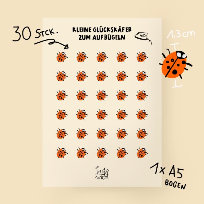 Bügelbilder Marienkäfer - A5 Bogen