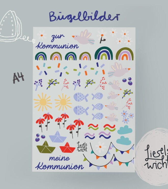 Bügelbilder Kommunion - A4 Bogen