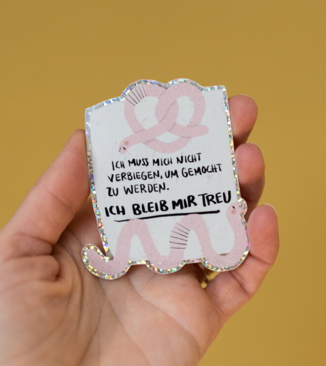 Glitzersticker - Regenwurm - Ich bleib mir treu
