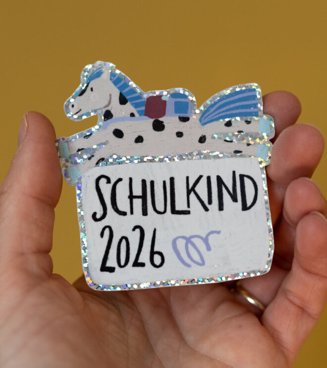 Glitzersticker - Schulkind - Pferd
