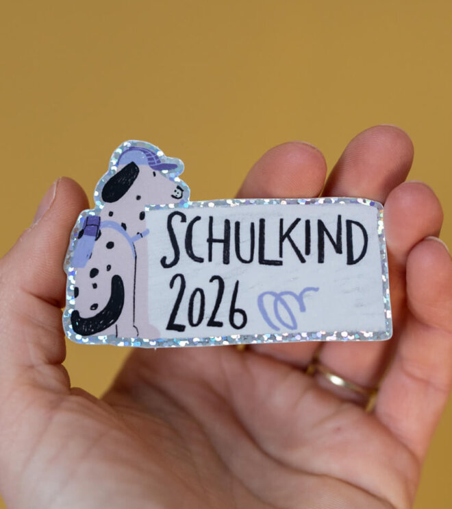 Glitzersticker - Schulkind - Hund