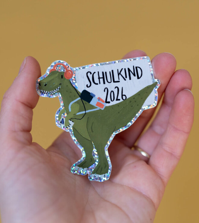 Glitzersticker - Schulkind - T-Rex