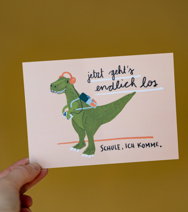 Karte - Schulkind T-Rex