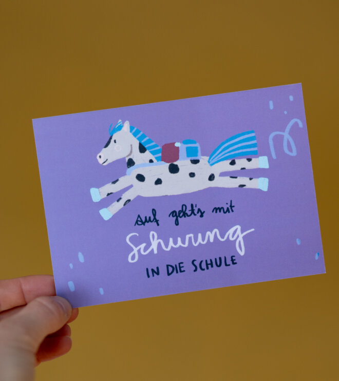 Karte - Schulkind Pferd