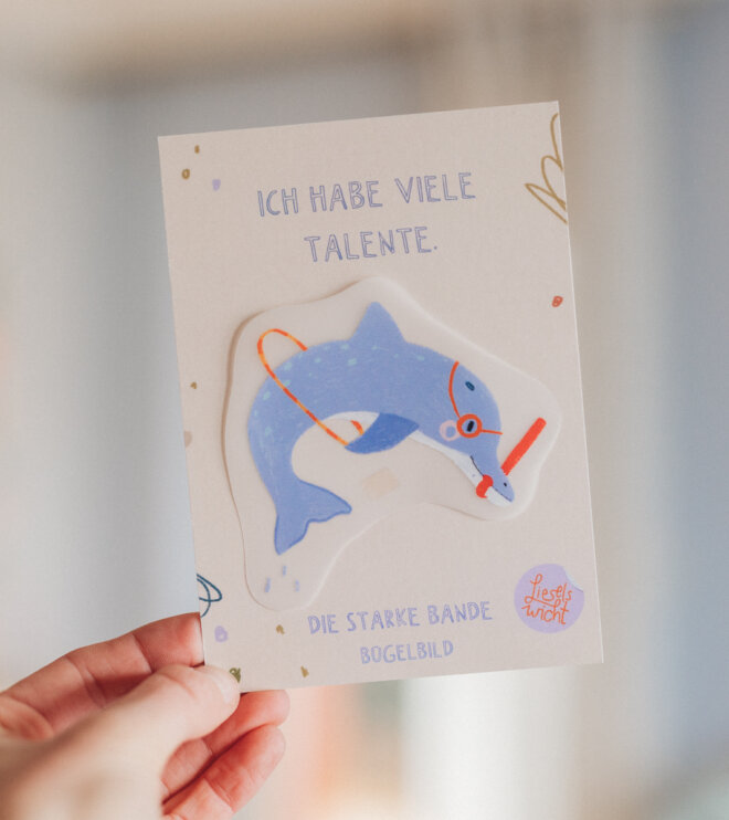 Bügelbild mit Affirmation - Delfin - die starke Bande