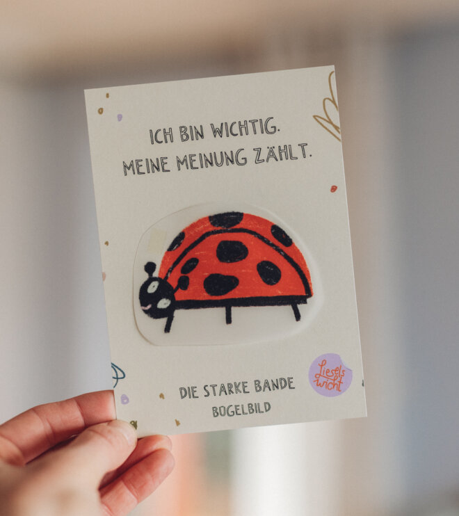 Bügelbild mit Affirmation - Marienkäfer - die starke Bande