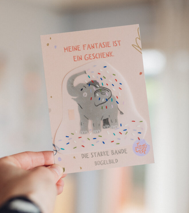 Bügelbild mit Affirmation - Elefant - die starke Bande