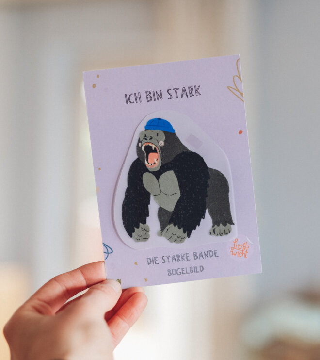 Bügelbild mit Affirmation - Gorilla - die starke Bande