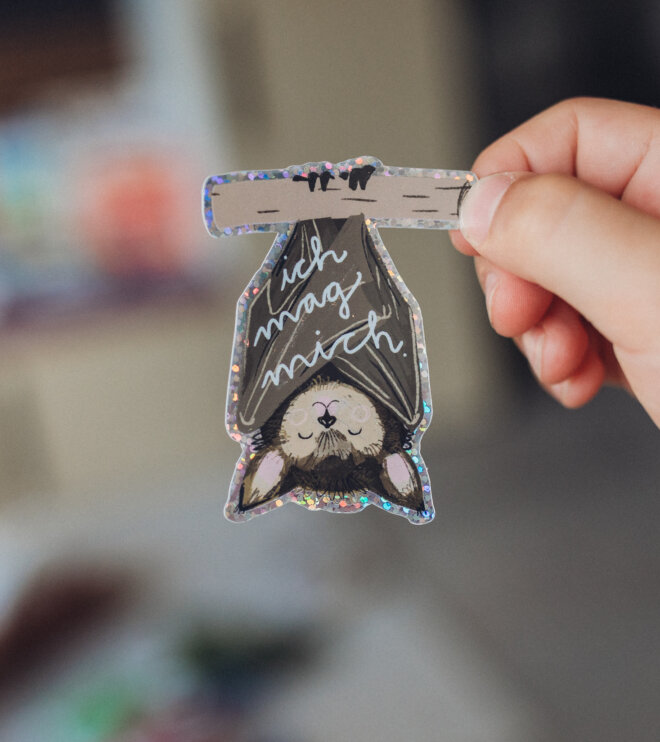 Glitzersticker - Fledermaus - Ich mag mich
