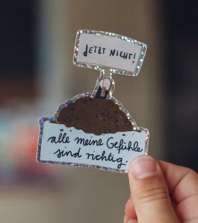 Glitzersticker - Maulwurf - alle meine Gefühle sind richtig