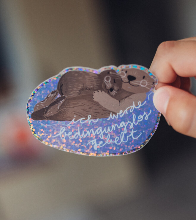 Glitzersticker - Otter - ich werde bedingungslos geliebt