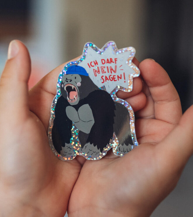 Glitzersticker - Gorilla - Ich darf Nein sagen