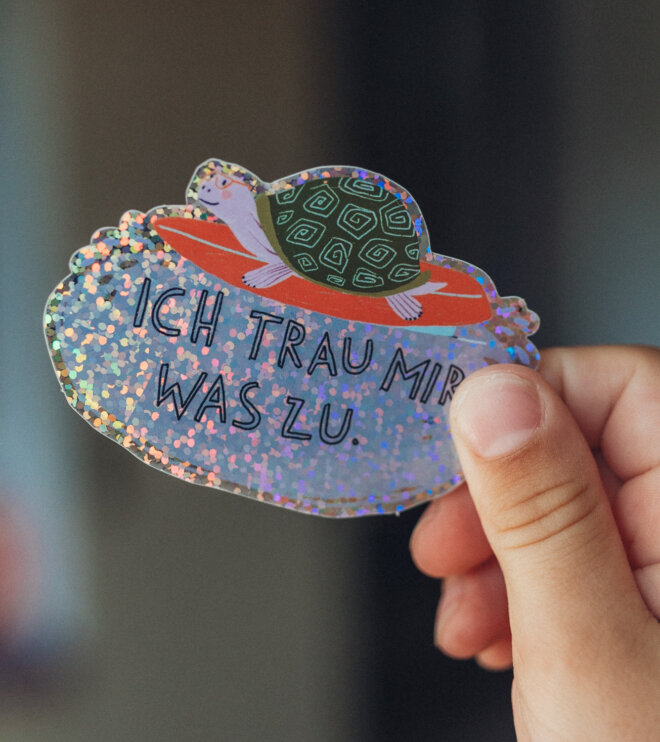 Glitzersticker - Schildkröte - Ich trau mir was zu