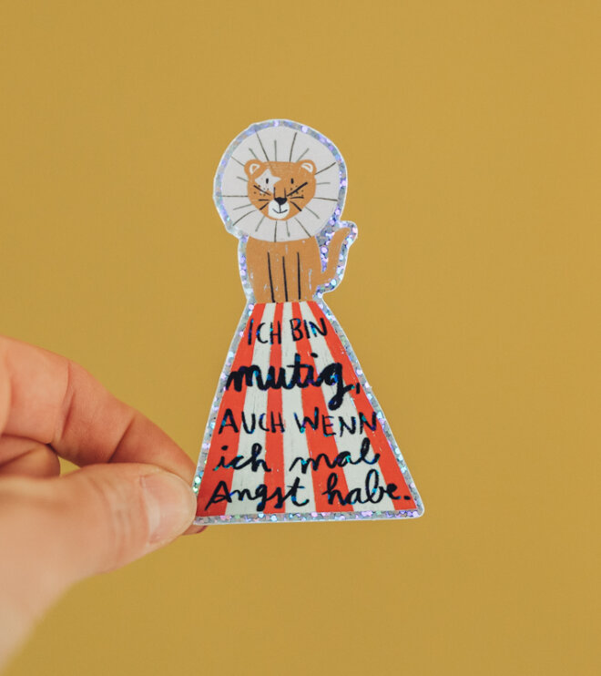 Glitzersticker - Löwe - Ich bin mutig