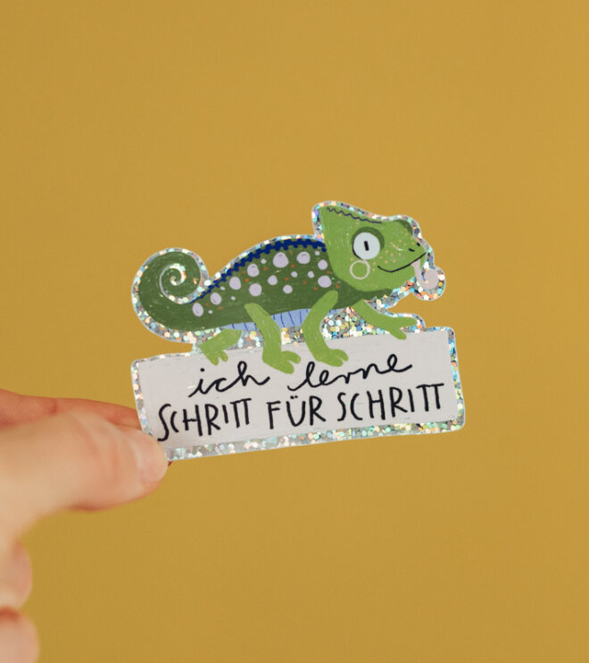 Glitzersticker - Chamäleon - Schritt für Schritt