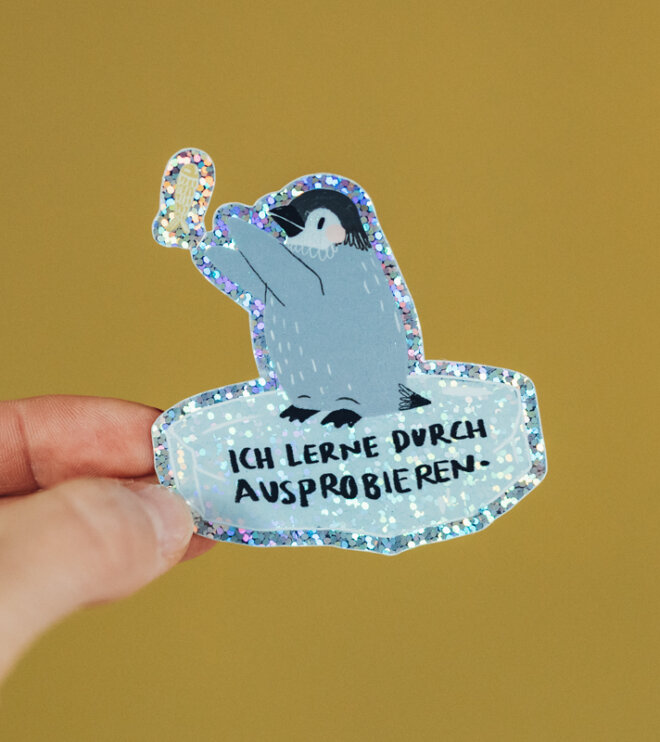 Glitzersticker - Pinguin - Lernen durch ausprobieren